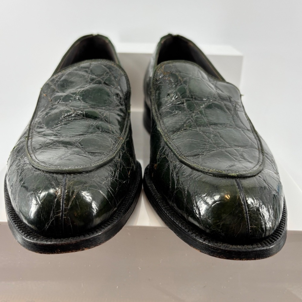 Vintage FootJoy Genuine Alligator Crocodile Loafer Green Exotic Leather Men 10.5 - Picture 13 of 16